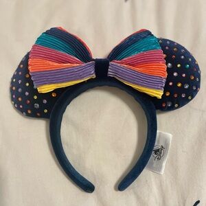 Velvet Disney Minnie Ear headband with Rainbow bow and rhinestones